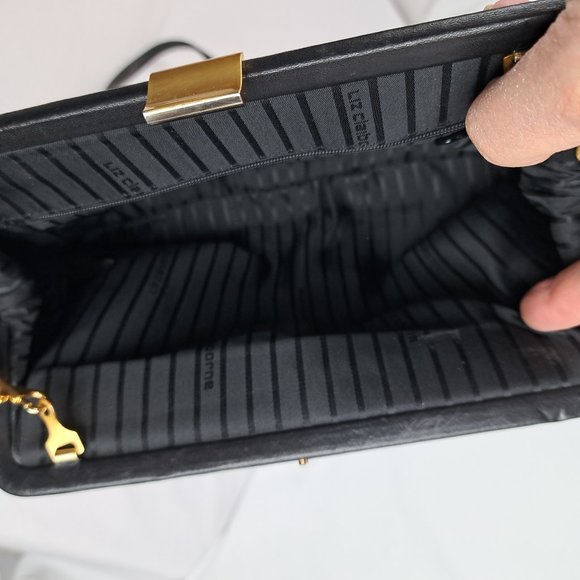 Liz Claiborne Leather Co Black Snap Crossbody Clutch Satchel Shape - Picture 7 of 16